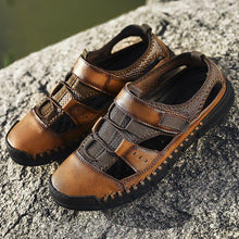 Load image into Gallery viewer, Men Comfy Flat Heel Summer Leather Sandals